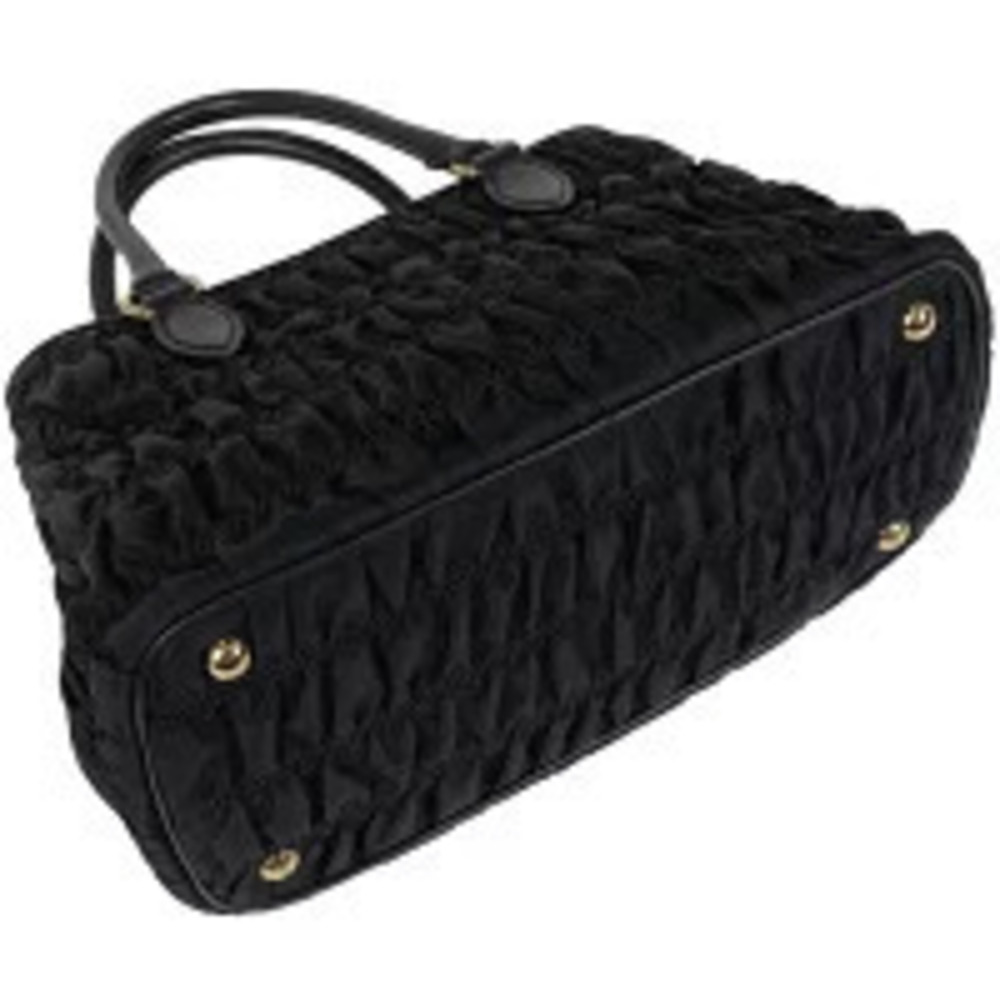 Prada Nero Gathered 2way Shoulder Black Bag Black